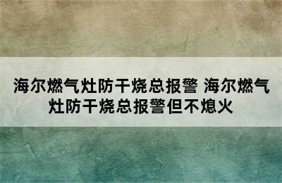 海尔燃气灶防干烧总报警 海尔燃气灶防干烧总报警但不熄火